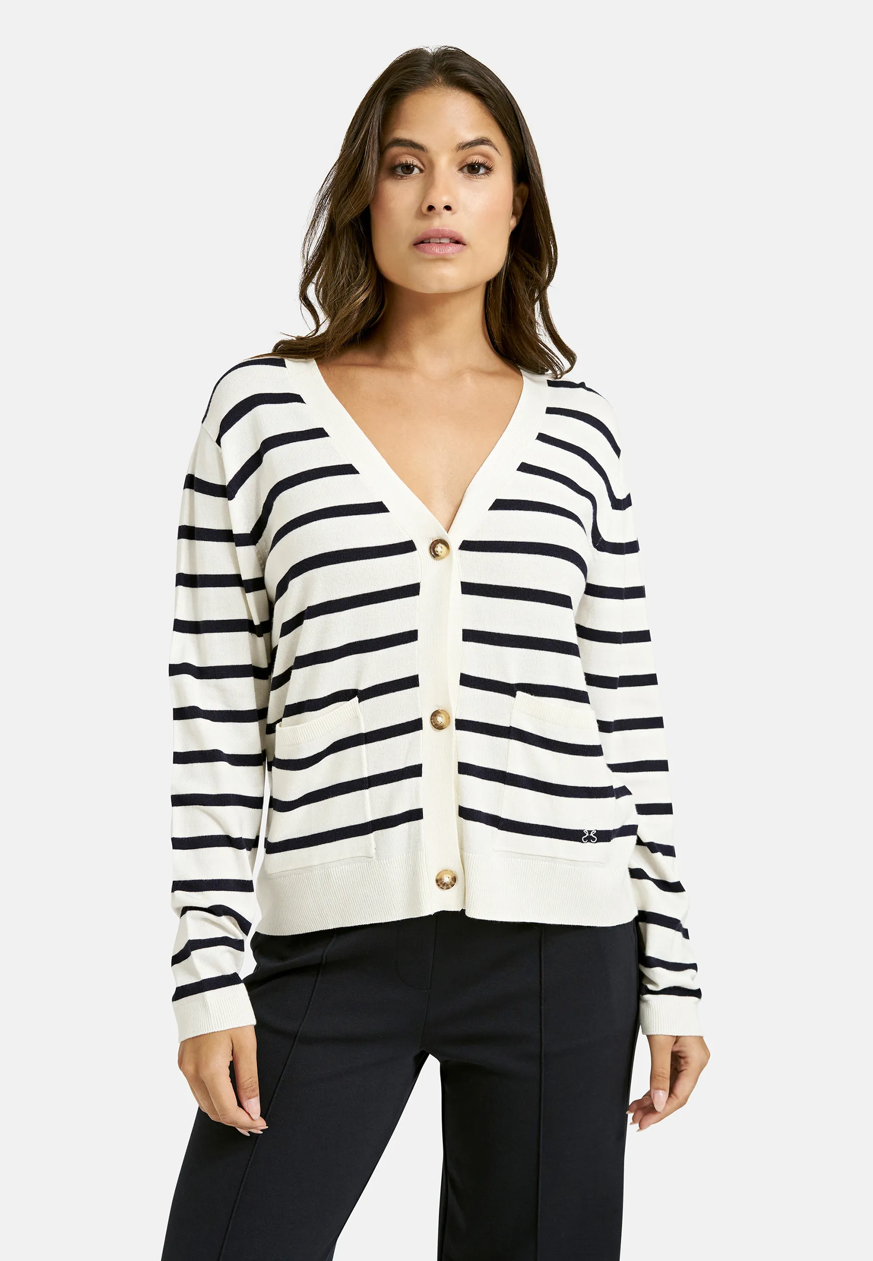 Striped Short Button Cardigan