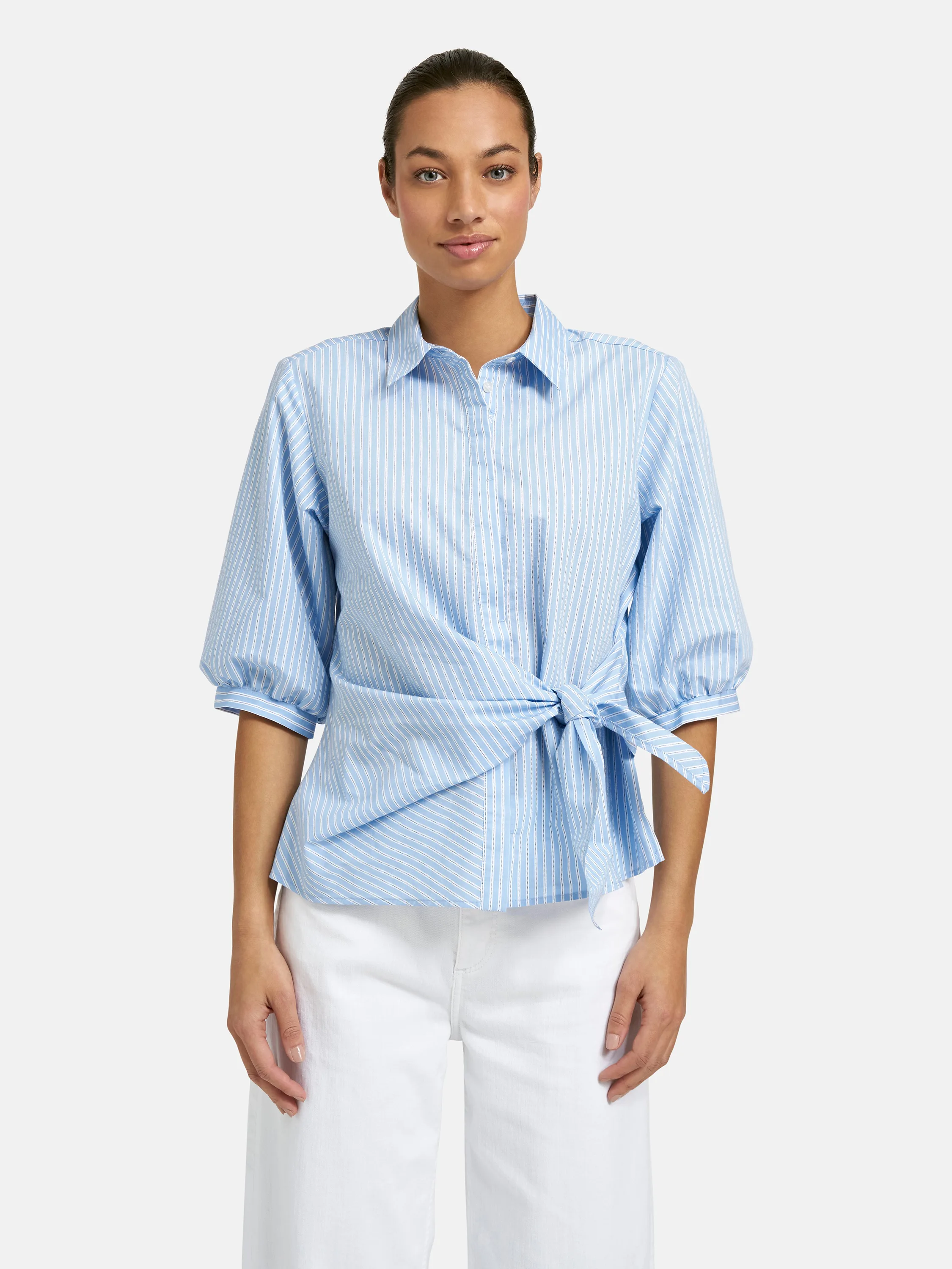 Striped Blouse with Knot