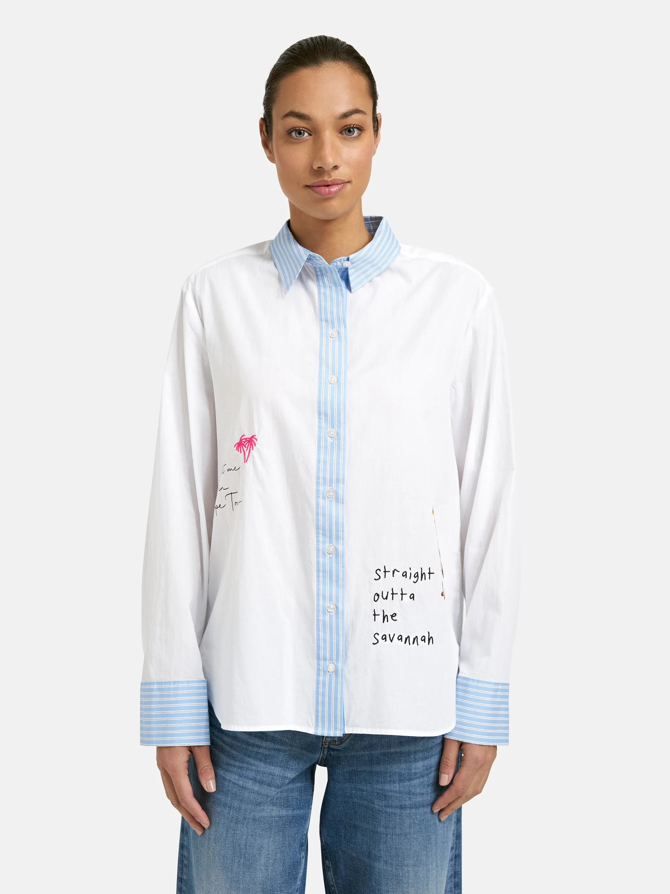 Shirt Collar Blouse placed Artworks