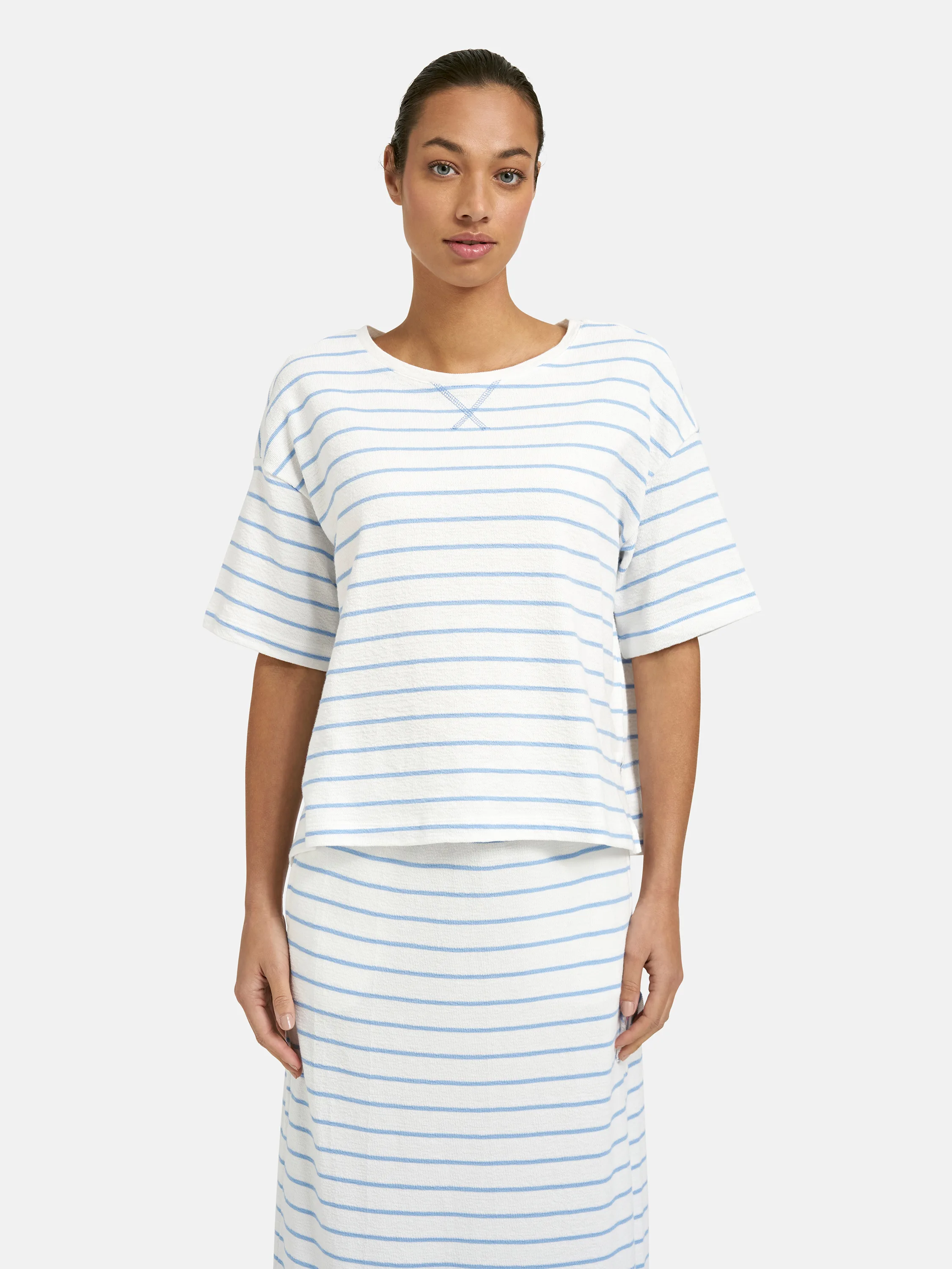 Boxy T-Shirt Slub Jersey Striped