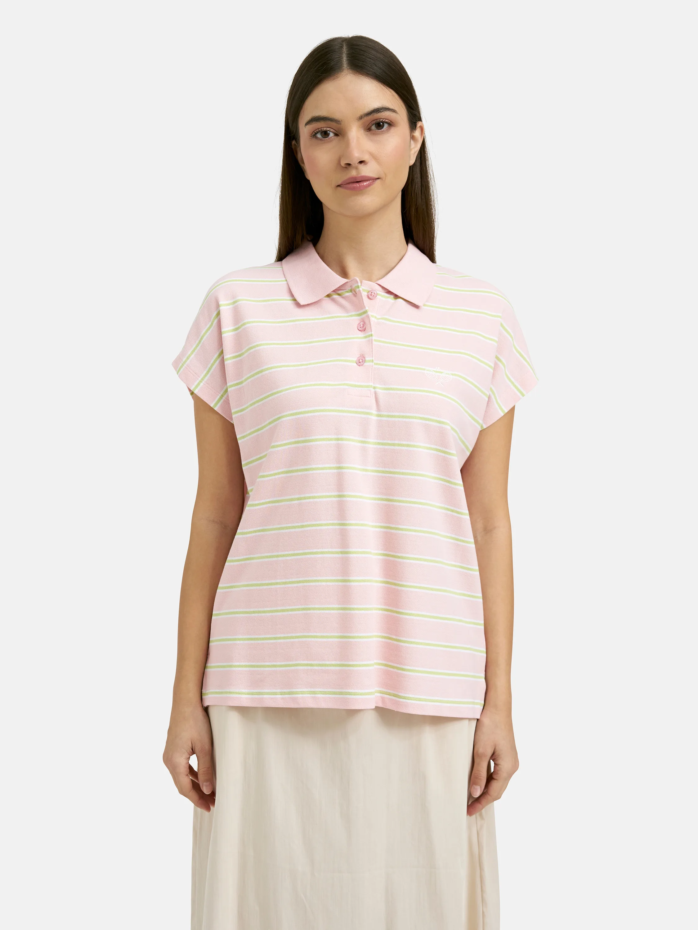 Oversize Polo Pique T-shirt Multistriped