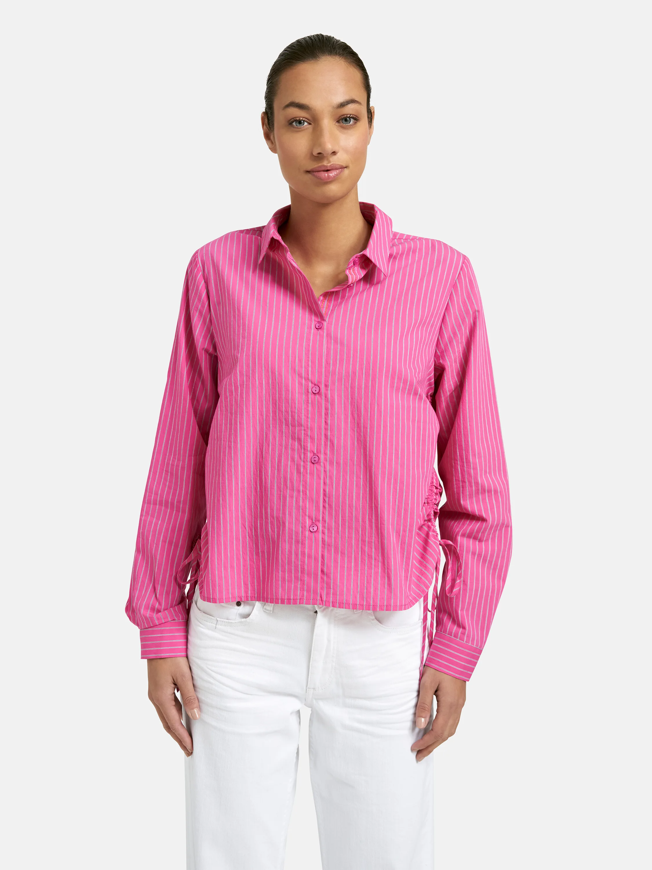 Striped Blouse Side drawstring