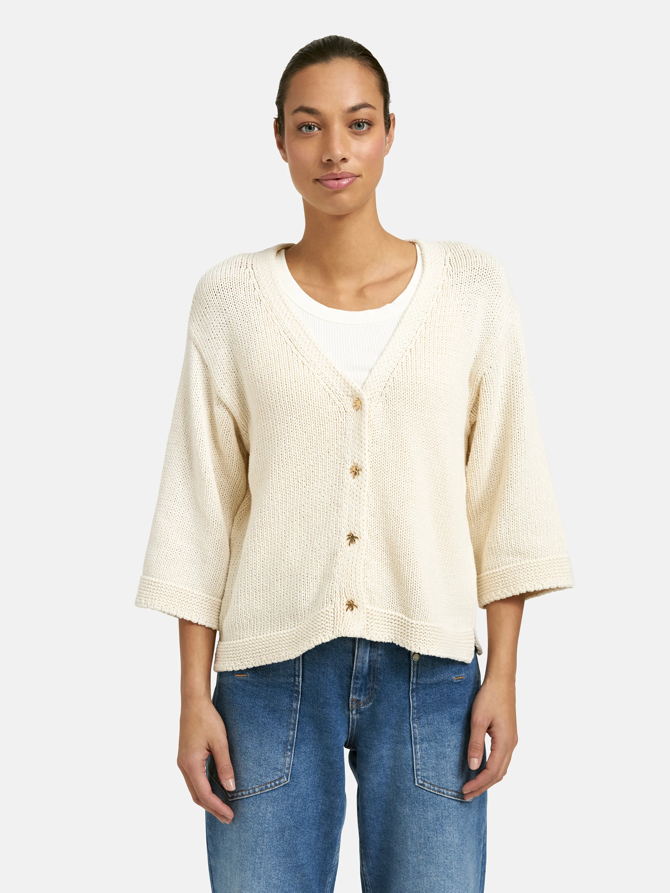 Flared Slv V-neck Cardigan