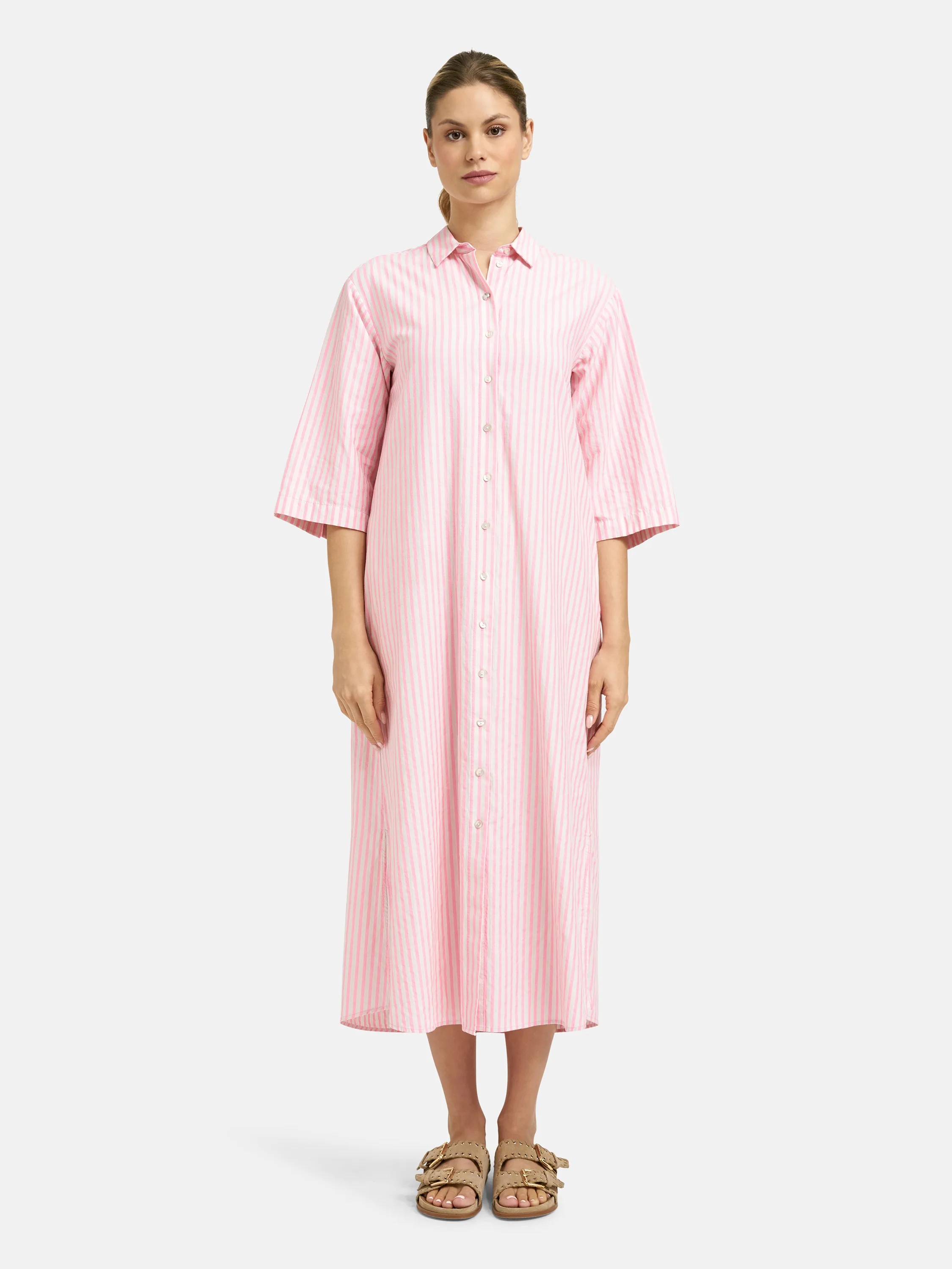 Neon Stripe Shirt Collar Dress